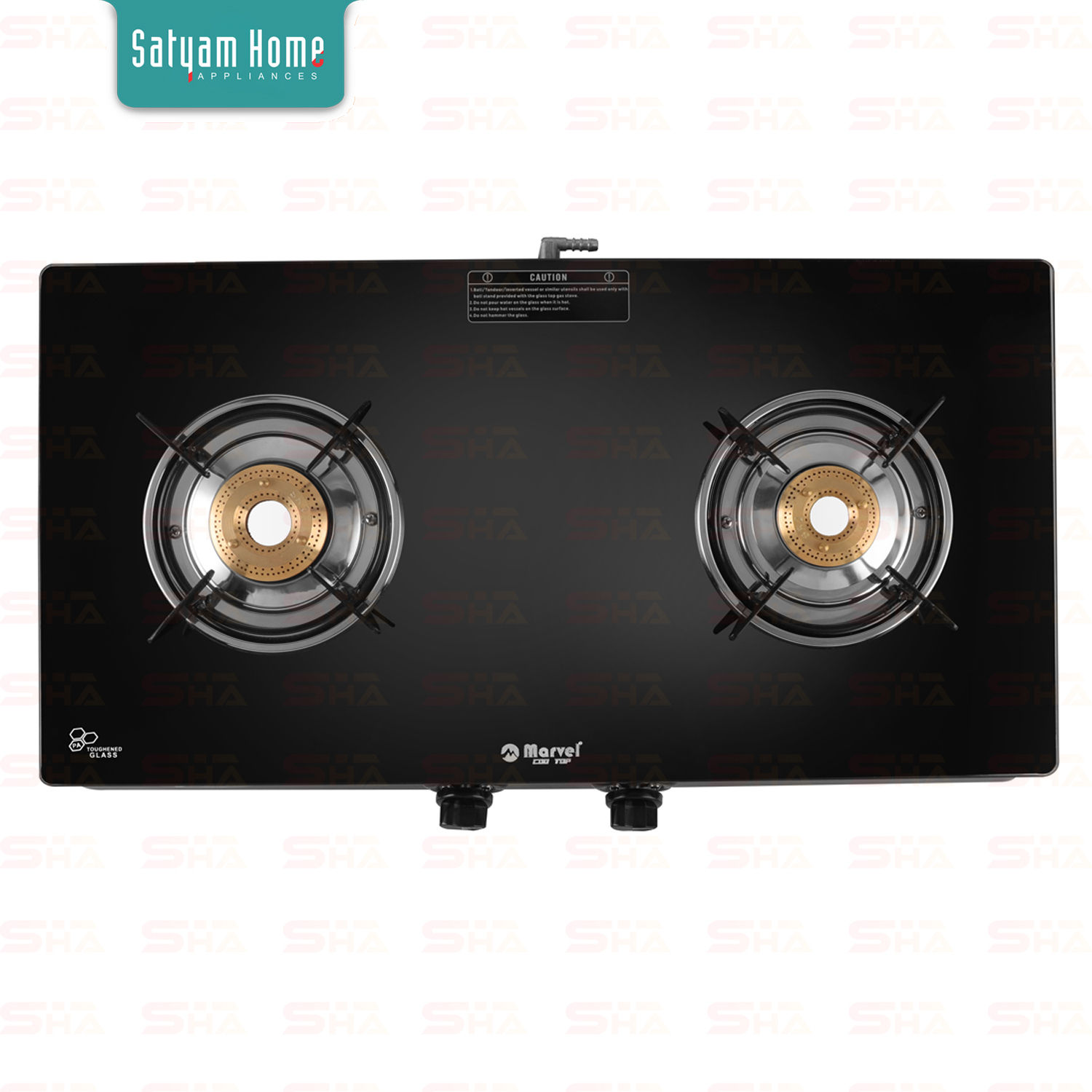 2 Burner Crystal Black Glass With MS Frame- Regular - ARES MS 2403