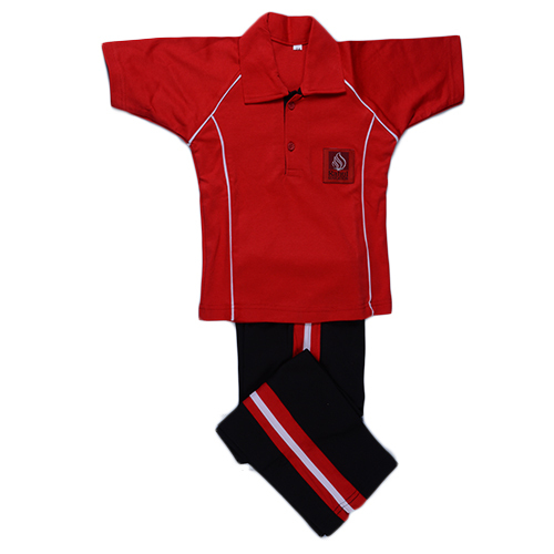 Boys School Red T-Shirt And Lower Set