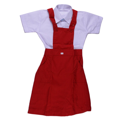 Girls Red School Uniform Dangri