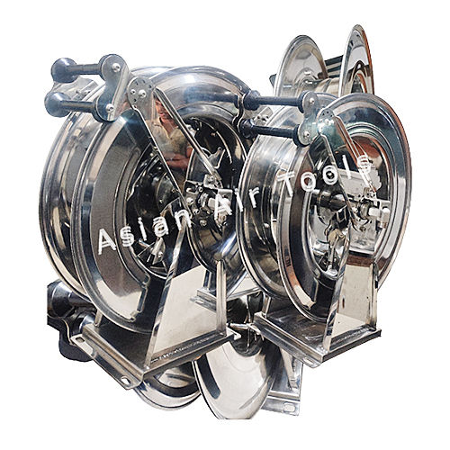 Stainless Steel Hose Reel ~ Spring rewind :: Upto 30m hose