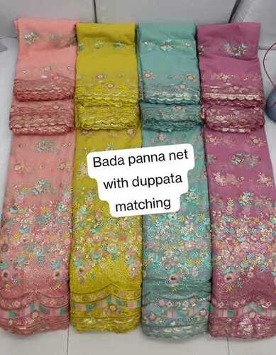 Net Bada Panna With Dupatta Fabric - Attributes: Washable