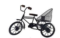 Wrought Iron Jali Rickshaw - Wooden And Metal Decorative Craft, Elegant Design For Home And Garden Accents, Intricate Patterns With Durable Finish