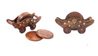 Wood Trolley Coaster - Wooden And Metal Fusion | Elegant Design, Durable Build, Unique Decorative Piece For Home Or Office Decor