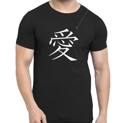 Different Available Black Color Printed T-Shirt