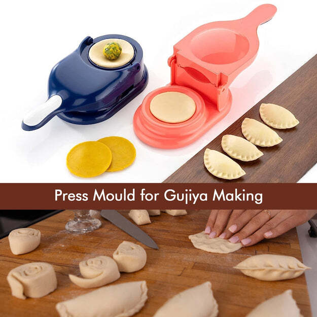 DUMPLING PRESS MOULD FOR GUJIYA GHUGHRA MOMOS MAKING 2 IN 1 DUMPLING MAKER MOULD MACHINE KITCHEN DUMPLING MAKING TOOL (5302)