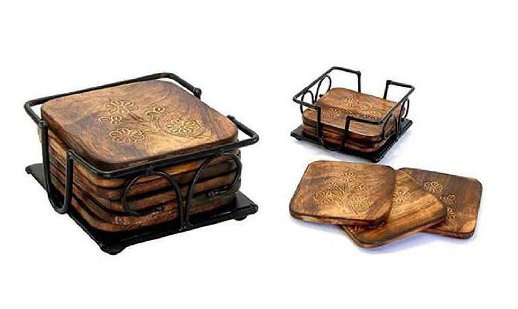 WOODEN BRASS COASTER