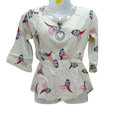 Ladies 3-4th Sleeve Printed Top