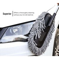 CAR DUSTER LONG RETRACTABLE / SOFT / NON-SLIP / HANDLE MULTIPURPOSE MICROFIBER WASH BRUSH VEHICLE INTERIOR AND EXTERIOR CLEANING KIT WITH FOR CAR