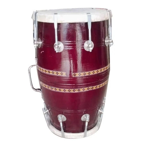 18 Inch Brown Wooden Dholak - Color: As Per Availability