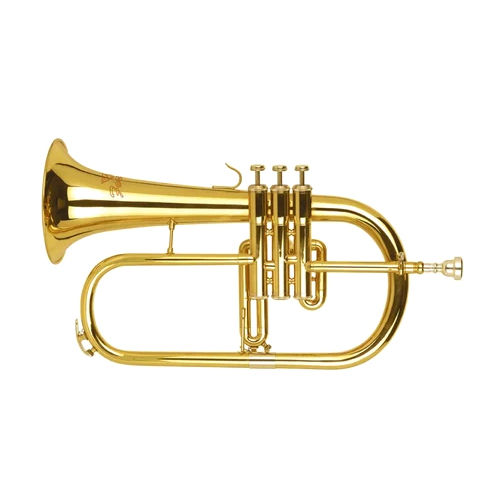 3 Valve Golden Brass Finish Flugel Horn - Color: As Per Availability