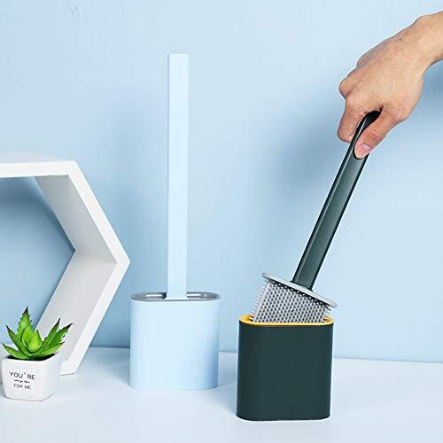 SILICONE TOILET BRUSH WITH HOLDER STAND FOR BATHROOM CLEANING (1410)