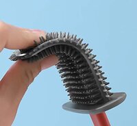 SILICONE TOILET BRUSH WITH HOLDER STAND FOR BATHROOM CLEANING (1410)