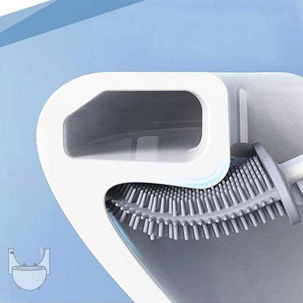SILICONE TOILET BRUSH WITH HOLDER STAND FOR BATHROOM CLEANING (1410)