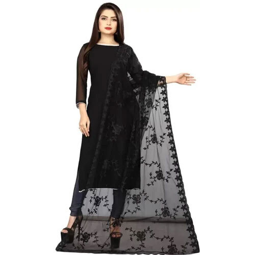 New Fancy Gulab Black Net Dupatta