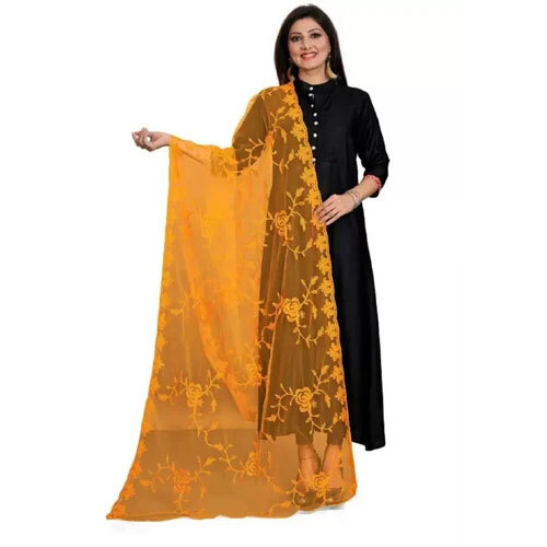 Yellow Color Yellow Gulab Soft Net Dupatta