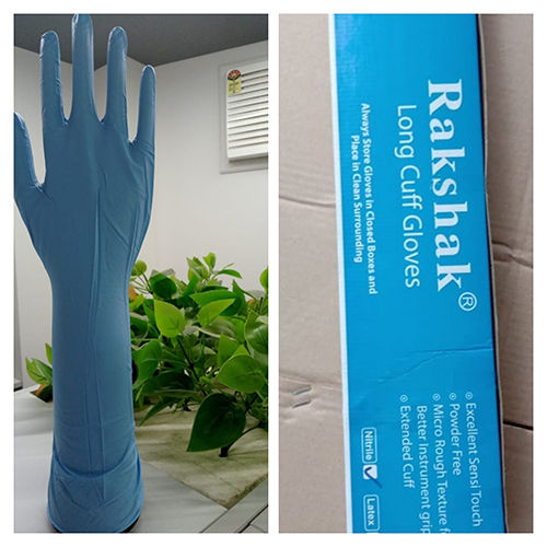 Blue Rakshak Nitrile Examination Gloves-16 Inch