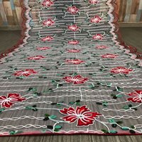 Flower Embroidery Work Net Dupatta