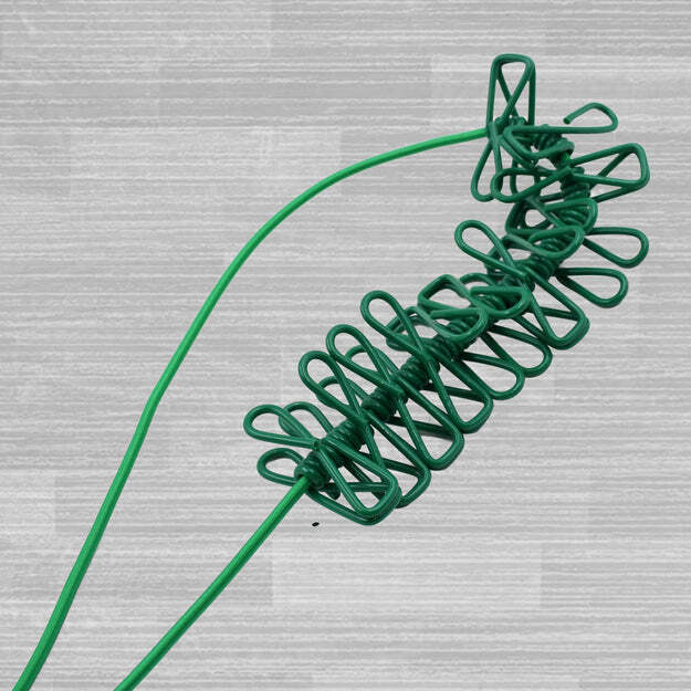 ELASTIC CLOTH DRYING ROPE WITH 12 METAL CLIP PORTABLE CLOTHES LINE FOR HOME AND TRAVEL (9373)