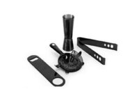 Ss Black Bar Set 4 Pcs - Stainless Steel Ice Bucket, Napkin Holder, Tongs, Jumbo Size, Versatile Bar Accessories For Entertaining And Dining