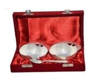Silver Two Apple Bowl Set - Antique Sterling Silver, 8-inch Diameter, Elegant Decorative Design, Ideal For Collectible Display And Fruit Presentation