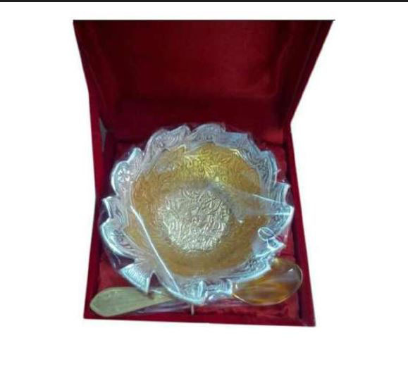 SILVER TWO BOWL SET WITH TRAY