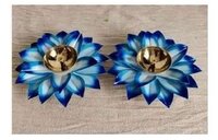 Home Decore Meta Diya - Stainless Steel Decorative Diya Stand, Elegant Round Design For Home And Mandir Lighting , Ideal For Festivals And Ceremonies