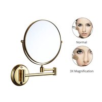 Cold Shaving/makeup Mirror (3x Magnifying) - Color: Gold