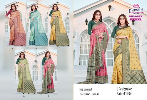 Contrast SIlk Designer Saree For Reception