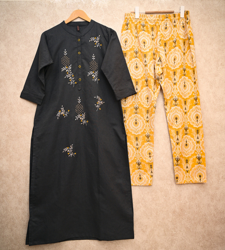 soild grey kurta pant