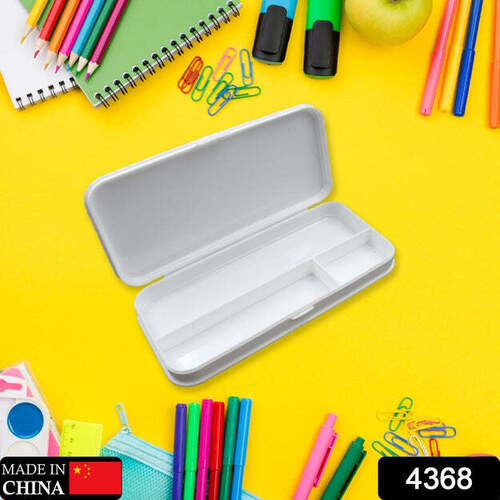 MULTIPURPOSE COMPASS BOX PENCIL BOX WITH 3 COMPARTMENTS FOR SCHOOL WHITE COLOR PENCIL CASE FOR KIDS BIRTHDAY GIFT FOR GIRLS BOYS