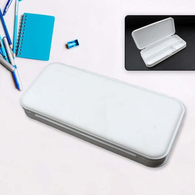 MULTIPURPOSE COMPASS BOX PENCIL BOX WITH 3 COMPARTMENTS FOR SCHOOL WHITE COLOR PENCIL CASE FOR KIDS BIRTHDAY GIFT FOR GIRLS BOYS
