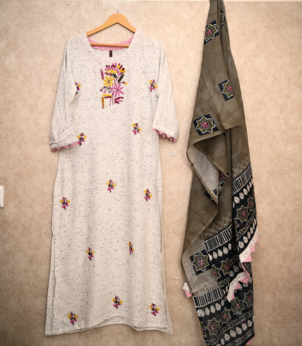 embroiderd thread work kurta and duptta