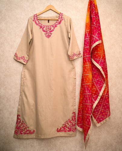 straight  kurti witn duptta