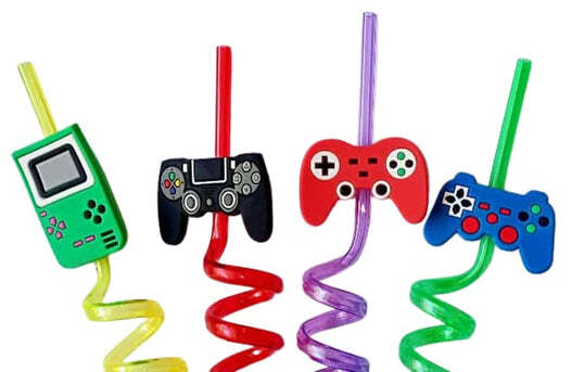 PLASTIC STRAWS REUSABLE DRINKING STRAWS WITH CARTOON DECORATION FOR KIDS (5925)