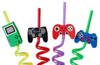 PLASTIC STRAWS REUSABLE DRINKING STRAWS WITH CARTOON DECORATION FOR KIDS (5925)