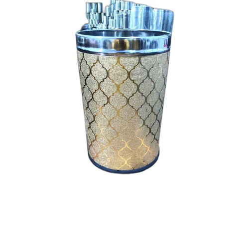 Golden leather open dustbin