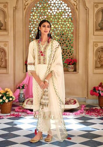 Pure Cotton Fancy Pakistani Suits with Handwork
