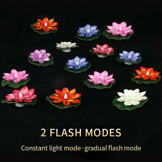 WATER FLOATING SMOKELESS CANDLES AND LOTUS FLOWERS SENSOR LED TEALIGHT FOR OUTDOOR AND INDOOR DECORATION (6556)