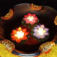 WATER FLOATING SMOKELESS CANDLES AND LOTUS FLOWERS SENSOR LED TEALIGHT FOR OUTDOOR AND INDOOR DECORATION (6556)