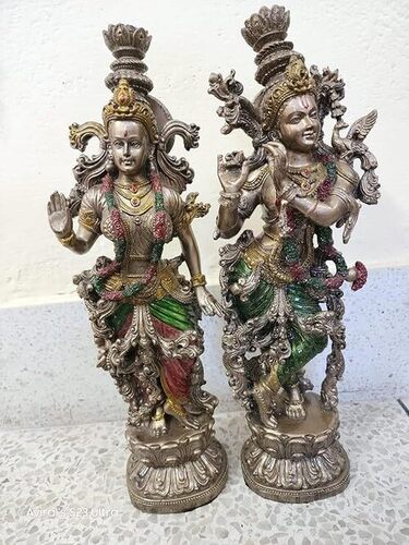 Handicrafted Radha Krishn Bronze Metallic Color Resin Statue