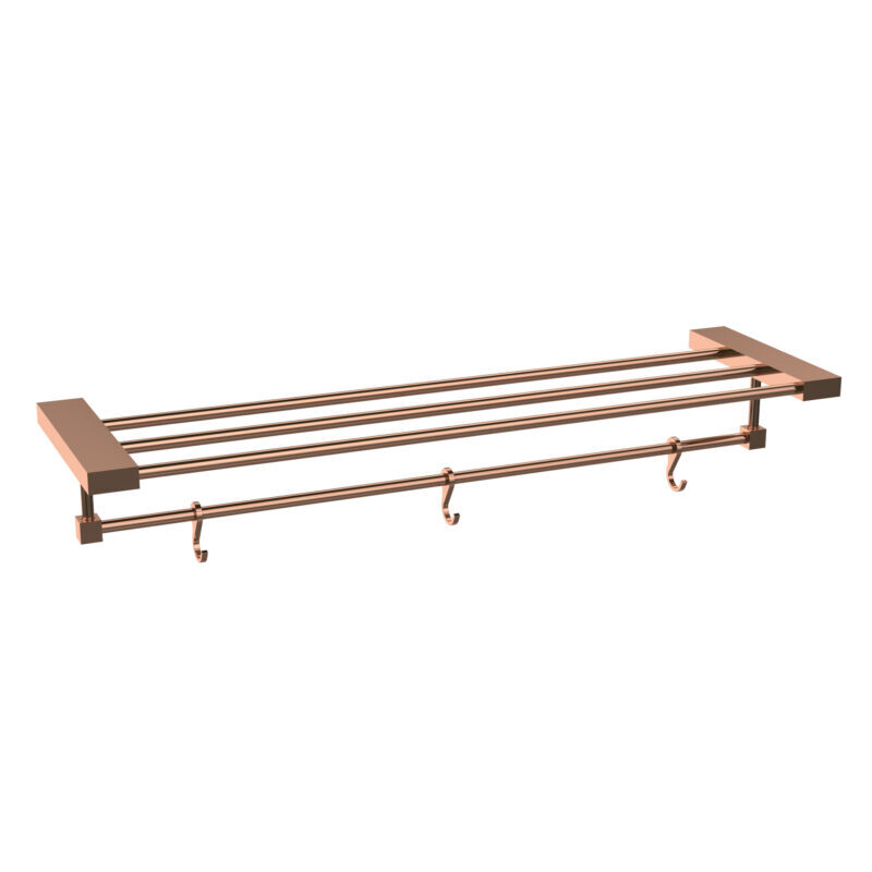 Towel Rack Rectangular with Lower Rail and   3 Hooks
