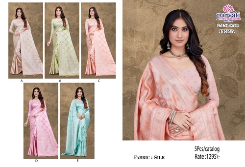 Designer Softy Silk Pastel Colour Saree For Party Occasion