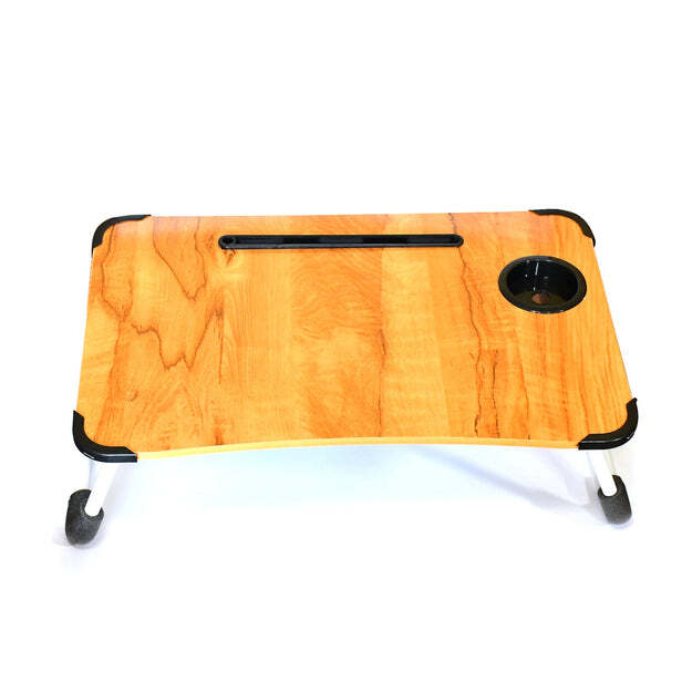 LAPTOP TABLE FOLDABLE PORTABLE NOTEBOOK BED LAP DESK TRAY STAND READING HOLDER WITH COFFEE CUP SLOT FOR BREAKFAST READING AND MOVIE WATCHING (4990)