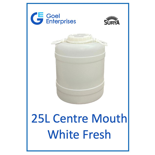 25L Centre Mouth Plastic Drums Fresh White