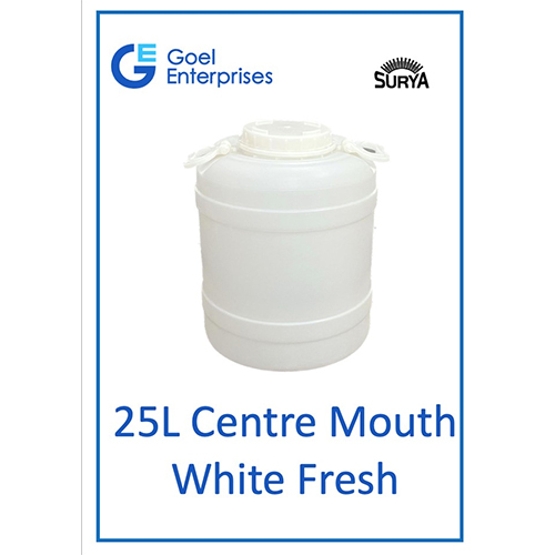 25L Centre Mouth Plastic Drums Fresh White