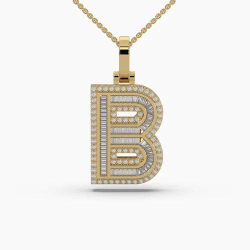 B Alphabet Diamond Pendant