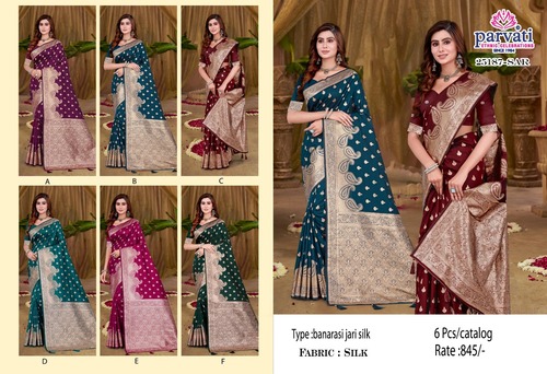 Soft Silk Banarasi Zari Heavy Pallu With Butta Concept Saree