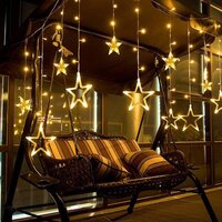 12 STARS CURTAIN STRING LIGHTS WINDOW CURTAIN LIGHTS WITH 8 FLASHING MODES DECORATION FOR FESTIVALS (1253)