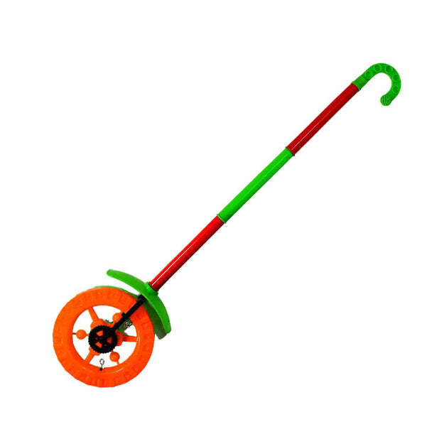 Plastic Single Wheel Push Run toy handle and two lights on wheel. push toy for Kids