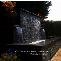 Cascade Wall Fountain In Frp - 6'h X 4'w, Rgb Led Lighting, Waterproof Electrical Wiring, Durable Frp, Submersible Pump, Outdoor Water Feature